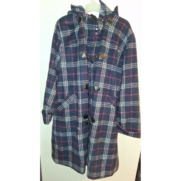Jessica London Navy Plaid Coat Sz 20 - Picture 1 of 3
